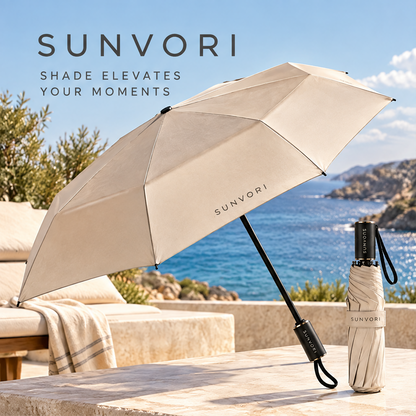 Sunvori Compact Folding Umbrella – Ivory White