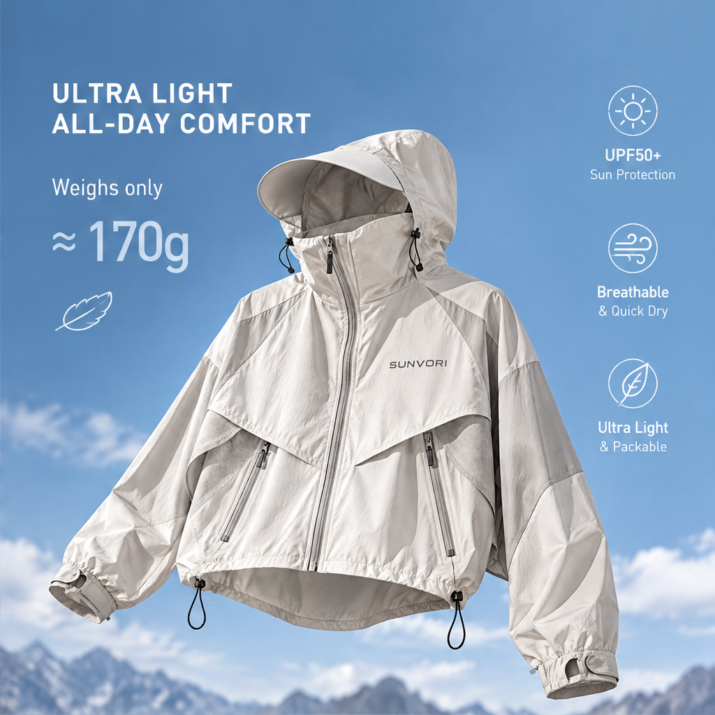 Sunvori UPF 50+ Sun Protection Jacket – White