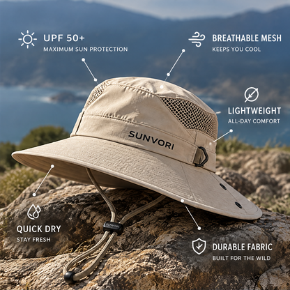 Sunvori UPF 50+ Bucket Sun Hat – Khaki
