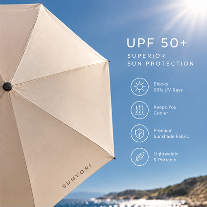 Sunvori Compact Folding Umbrella – Ivory White