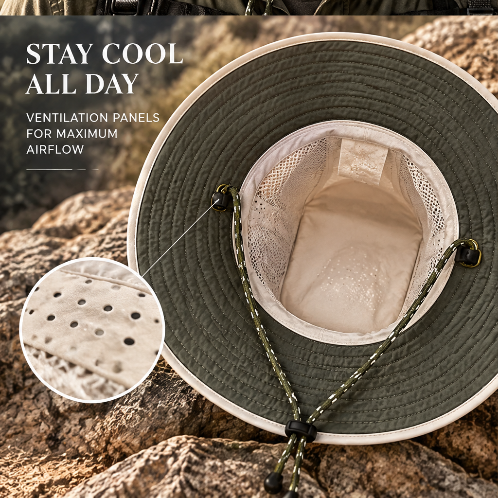 Sunvori UPF 50+ Wide Brim Sun Hat – Khaki