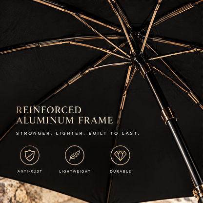 Sunvori Premium Folding Umbrella – Black Leather Edition
