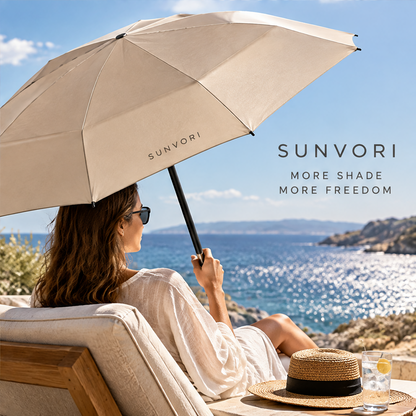 Sunvori Compact Folding Umbrella – Ivory White